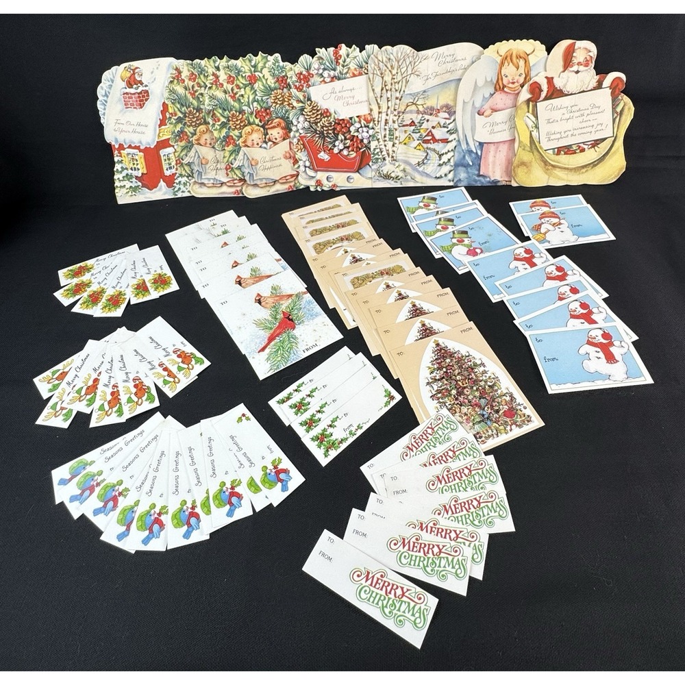 Vintage Lot Of 67 Christmas Gift Tags And 6 Christmas Cards